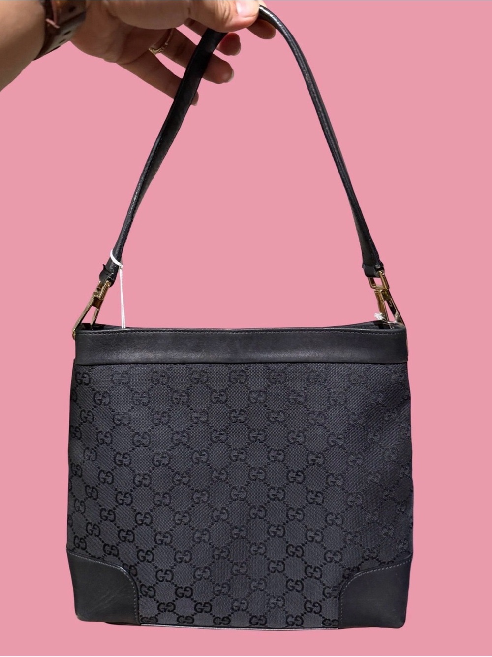 Gucci x Tom Ford Black Monogram Shoulder Bag w/ COA